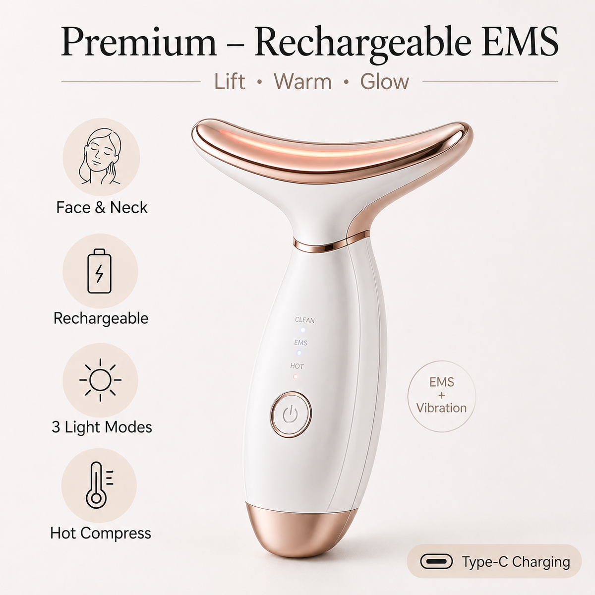 Face & Neck Massager | Vibration & Rechargeable EMS Options