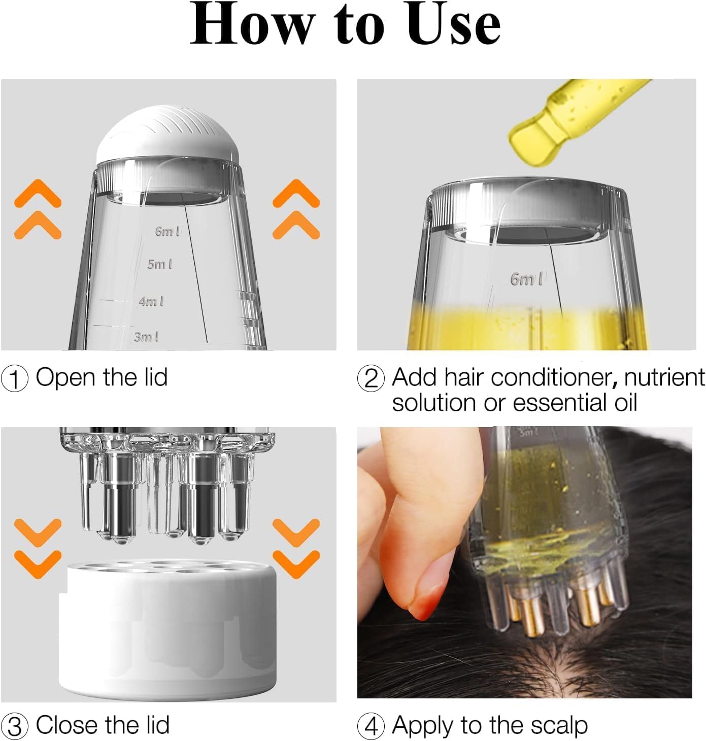 Scalp Massage Oil Applicator Comb | Hair Care Liquid Dispenser Brush