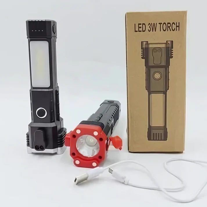 Rechargeable Tactical LED Torch with Power Bank | Emergency Car Flashlight