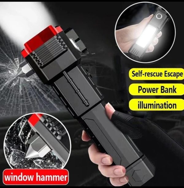 Rechargeable Tactical LED Torch with Power Bank | Emergency Car Flashlight