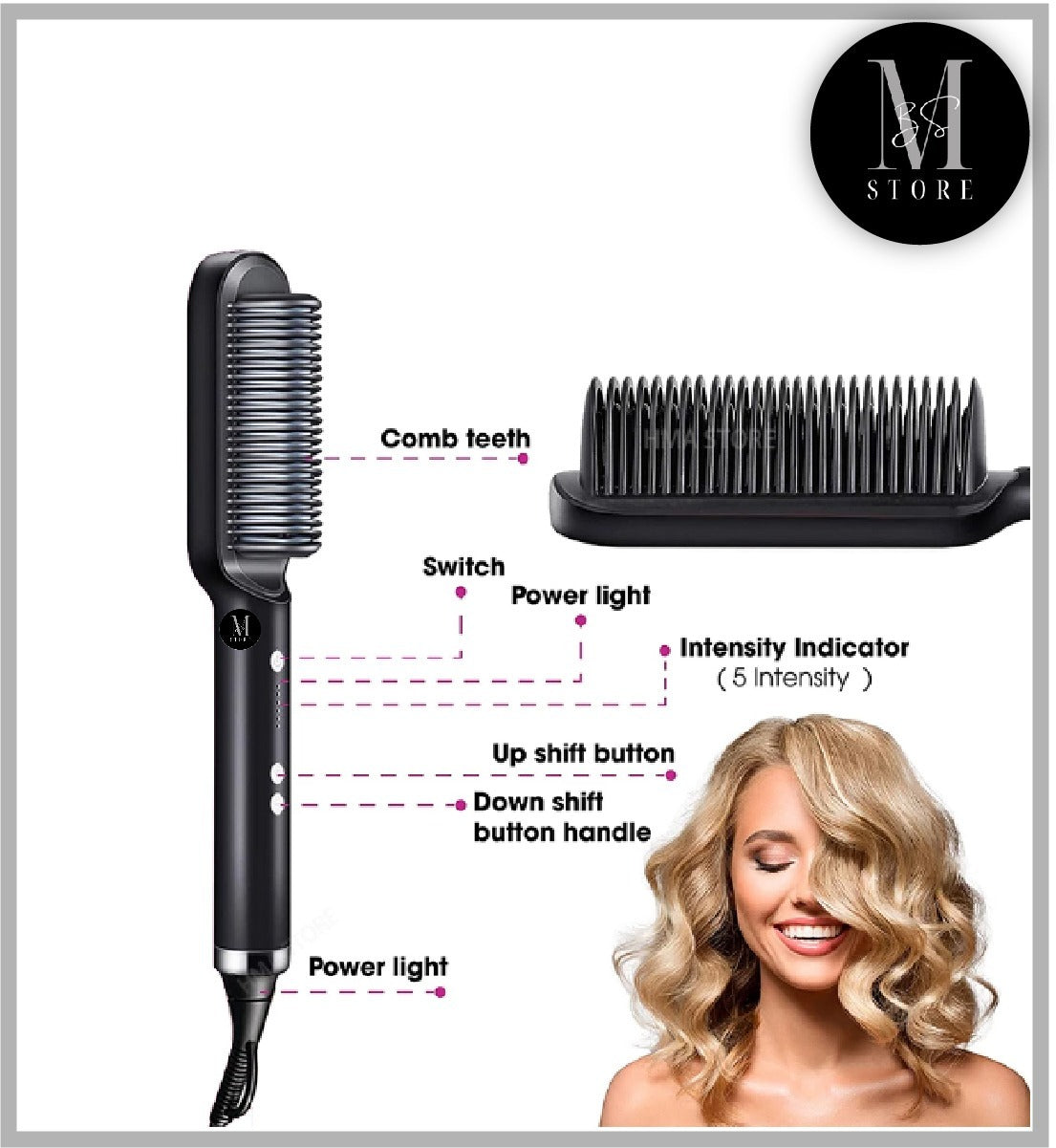 2-in-1 Hair Straightener Brush & Curler | Electric Hair Styling Comb
