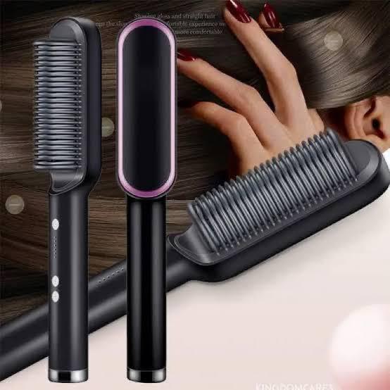 2-in-1 Hair Straightener Brush & Curler | Electric Hair Styling Comb