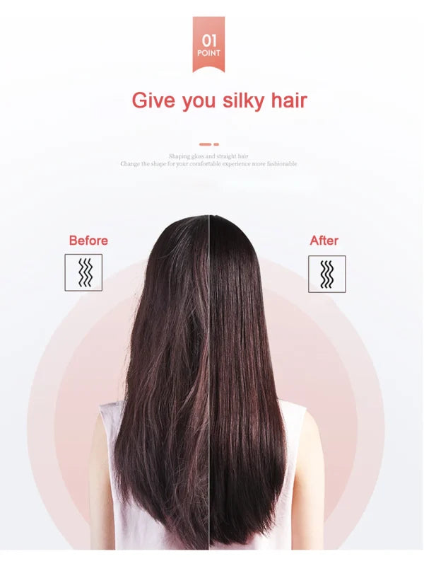 2-in-1 Hair Straightener Brush & Curler | Electric Hair Styling Comb