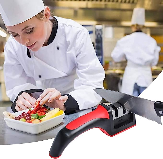 3 in 1 diamond coated kitchen knife sharpener with ceramic peeler