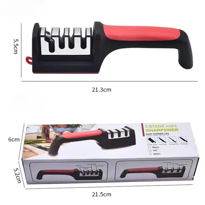 3-in-1 Kitchen Knife Sharpener with Ceramic Peeler | Diamond Coated Blade Sharpener