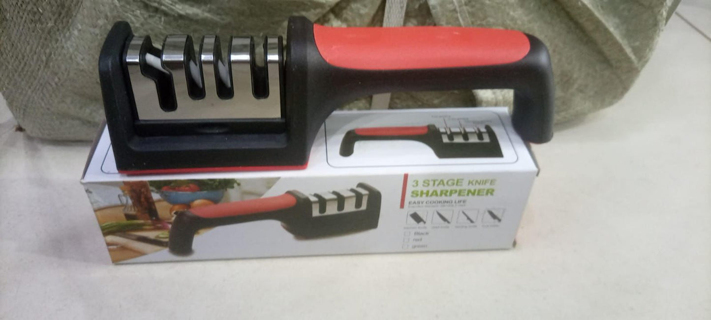 3-in-1 Kitchen Knife Sharpener with Ceramic Peeler | Diamond Coated Blade Sharpener