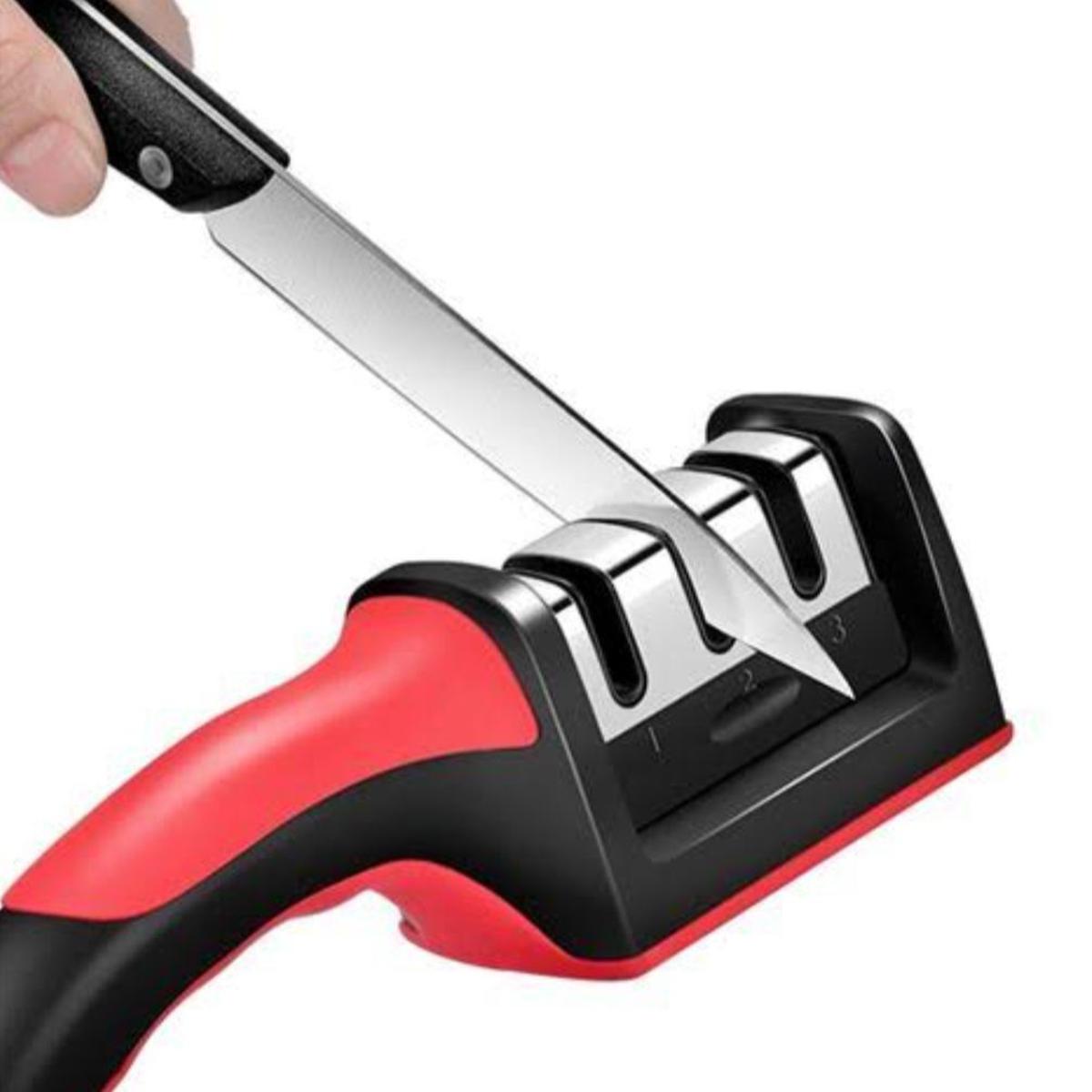 3-in-1 Kitchen Knife Sharpener with Ceramic Peeler | Diamond Coated Blade Sharpener