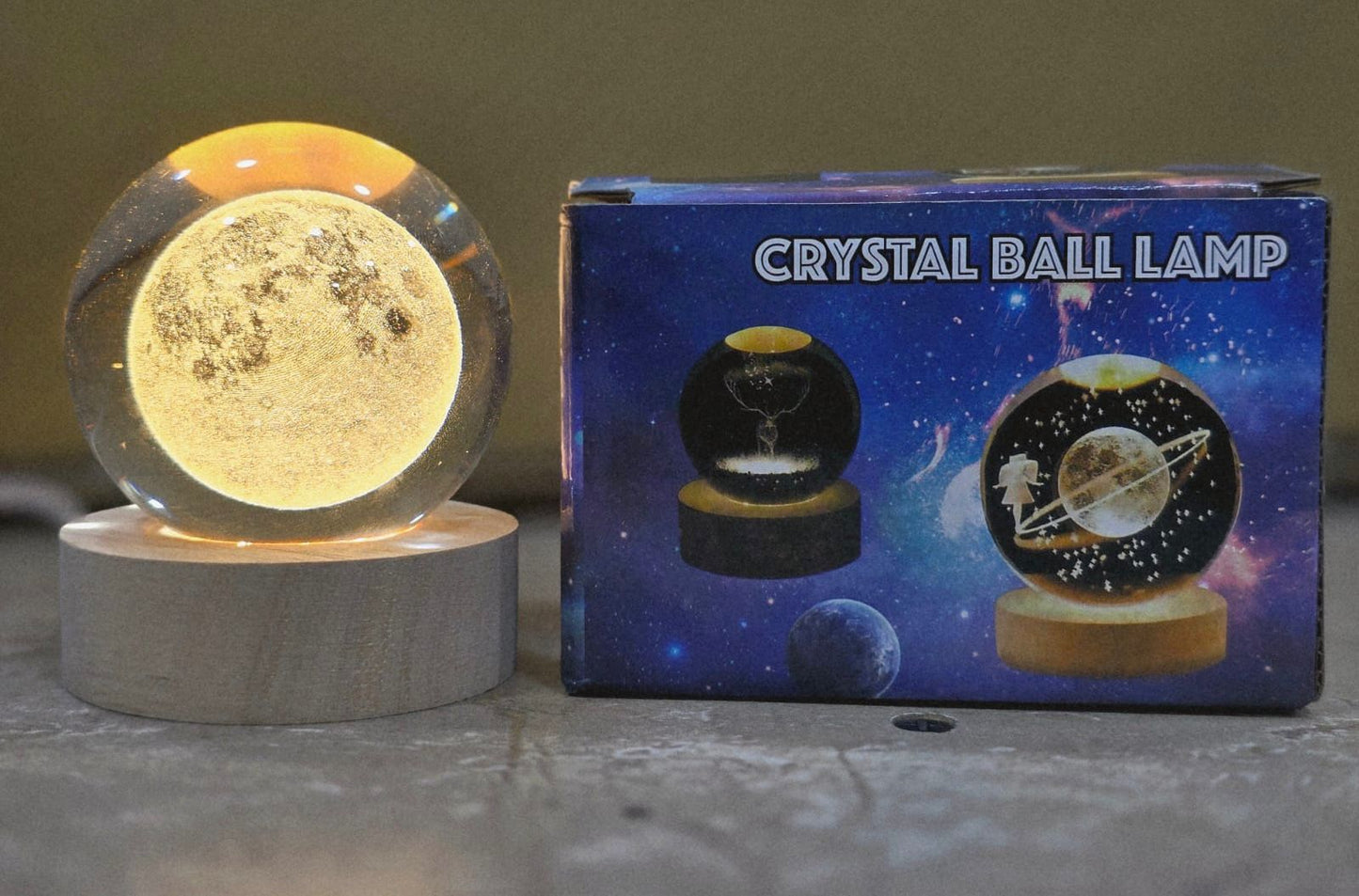 3D Galaxy Moon Crystal Ball LED Night Light – USB Home Décor Lamp