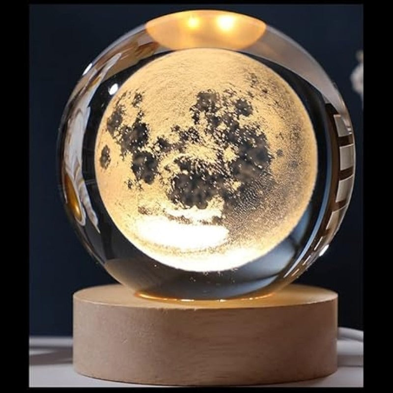3D moon crystal ball USB LED night light for bedroom décor
