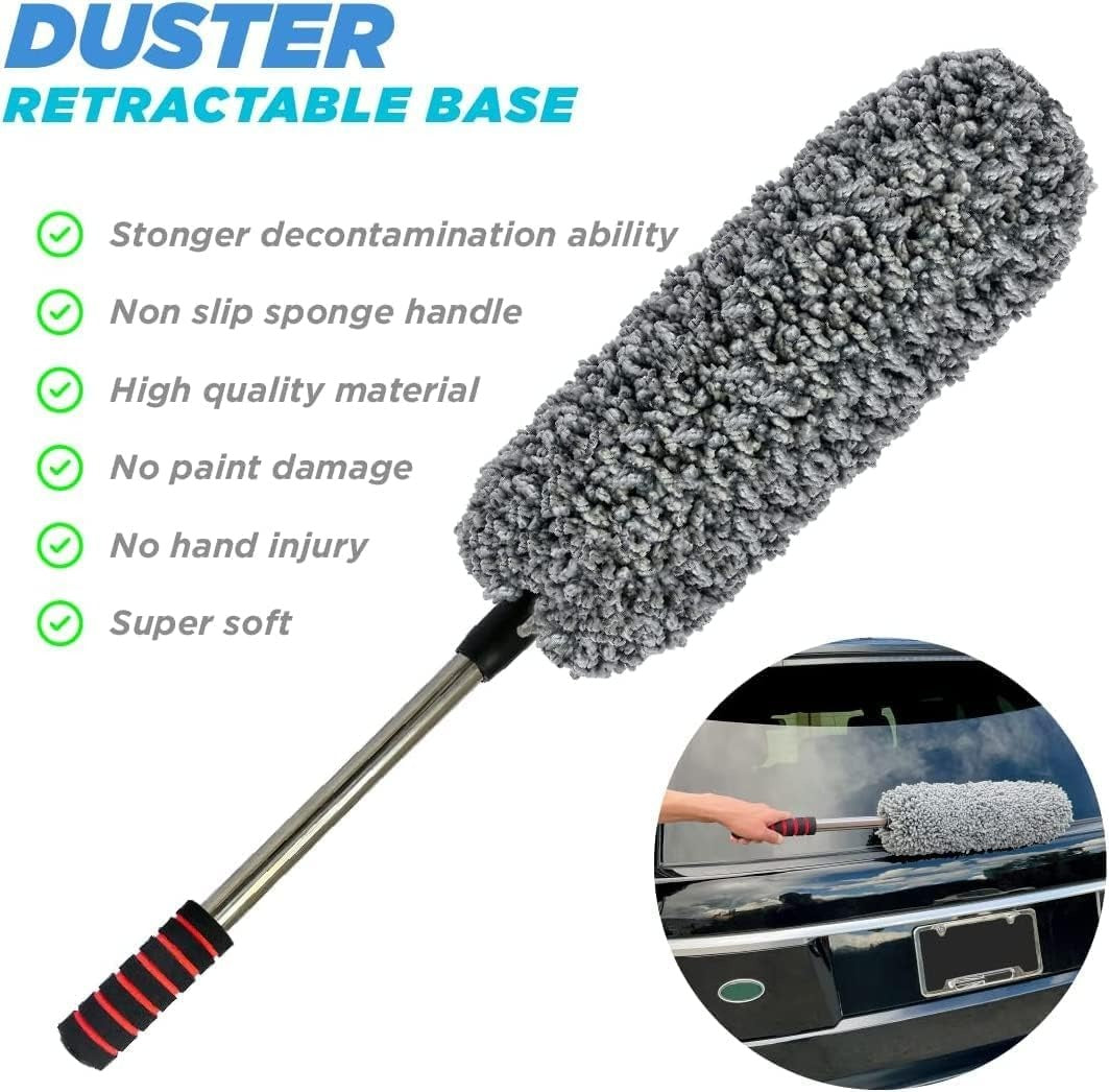 Premium Microfiber Car Duster Kit | Interior & Exterior Cleaning Brush