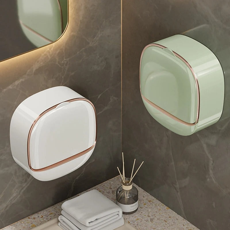 Premium Wall Mounted Soap Holder with Drain Tray | No Drill Bathroom Soap Box