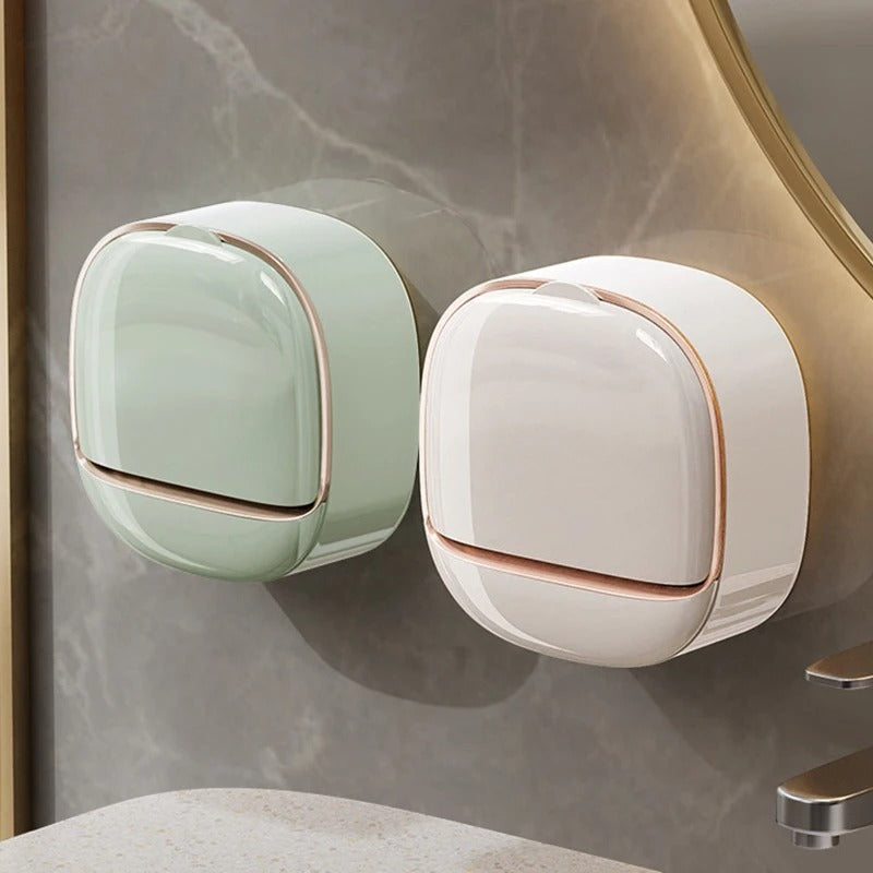 Premium Wall Mounted Soap Holder with Drain Tray | No Drill Bathroom Soap Box