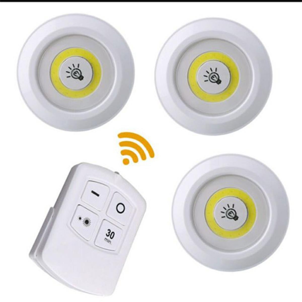 3-Pack LED Tap Lights with Remote | Wireless Cabinet & Wardrobe Lights
