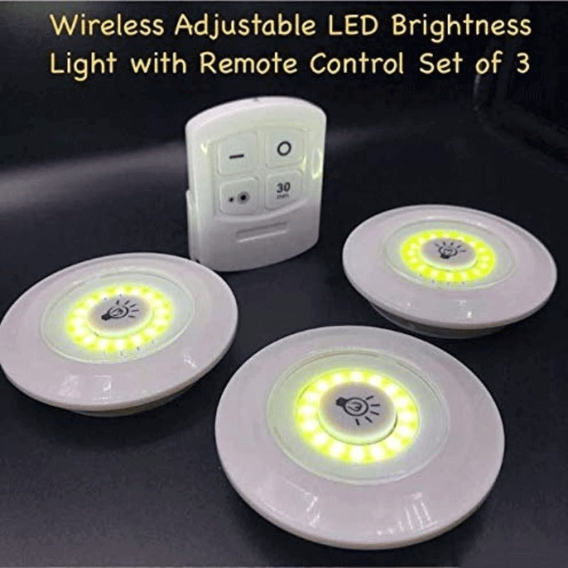 3-Pack LED Tap Lights with Remote | Wireless Cabinet & Wardrobe Lights