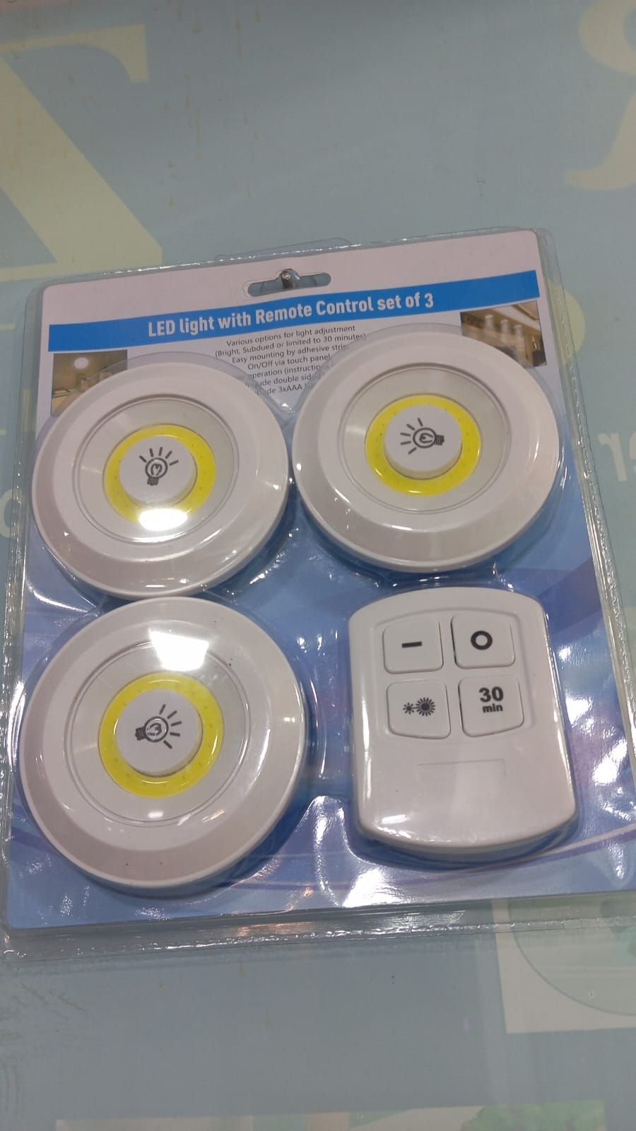 3-Pack LED Tap Lights with Remote | Wireless Cabinet & Wardrobe Lights