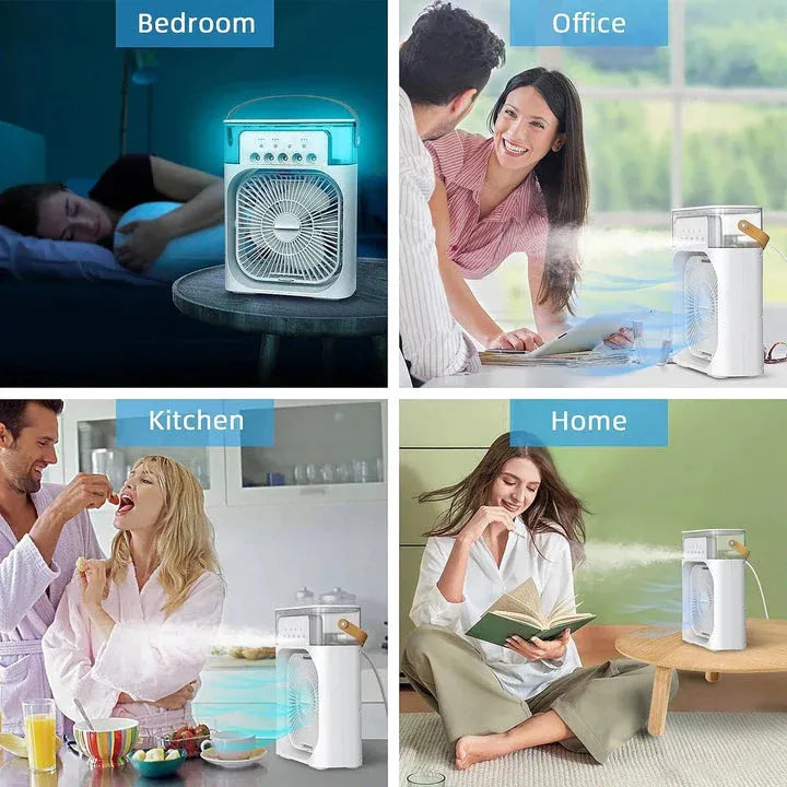 9-Inch Portable Mist Fan with Humidifier | Desktop Air Cooler & LED Light