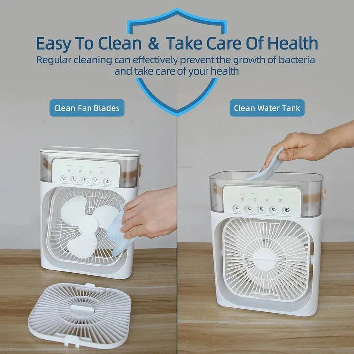 9-Inch Portable Mist Fan with Humidifier | Desktop Air Cooler & LED Light