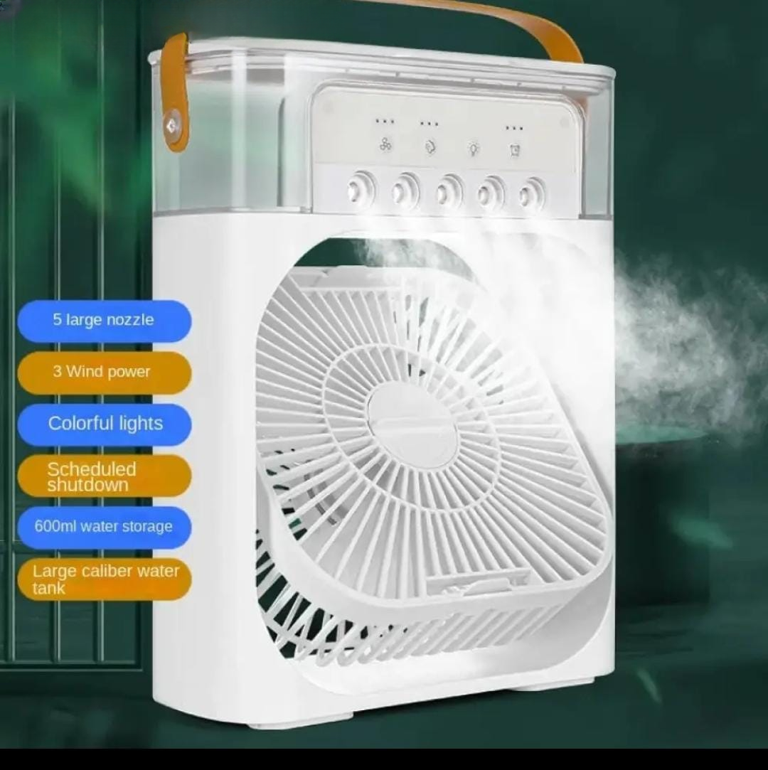 9-Inch Portable Mist Fan with Humidifier | Desktop Air Cooler & LED Light