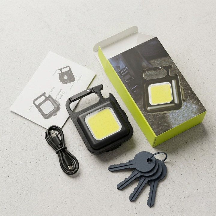 COB Rechargeable Keychain Light | Mini Emergency LED Flashlight with Type-C Charging