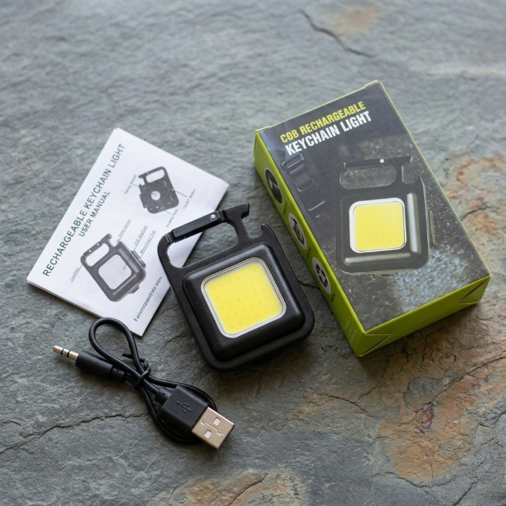 COB Rechargeable Keychain Light | Mini Emergency LED Flashlight with Type-C Charging