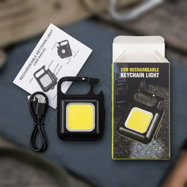 COB Rechargeable Keychain Light | Mini Emergency LED Flashlight with Type-C Charging