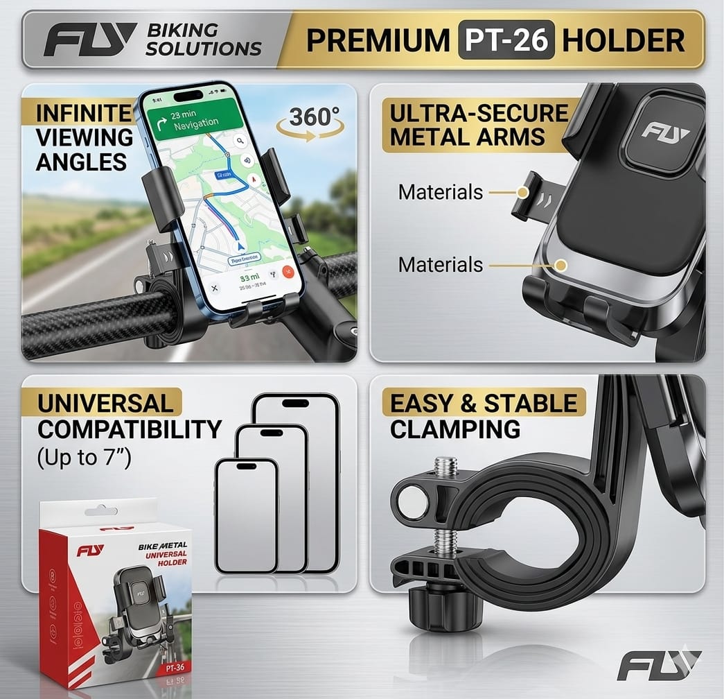 360° Adjustable Bike & Motorcycle Phone Mount | Universal Handlebar Mobile Holder