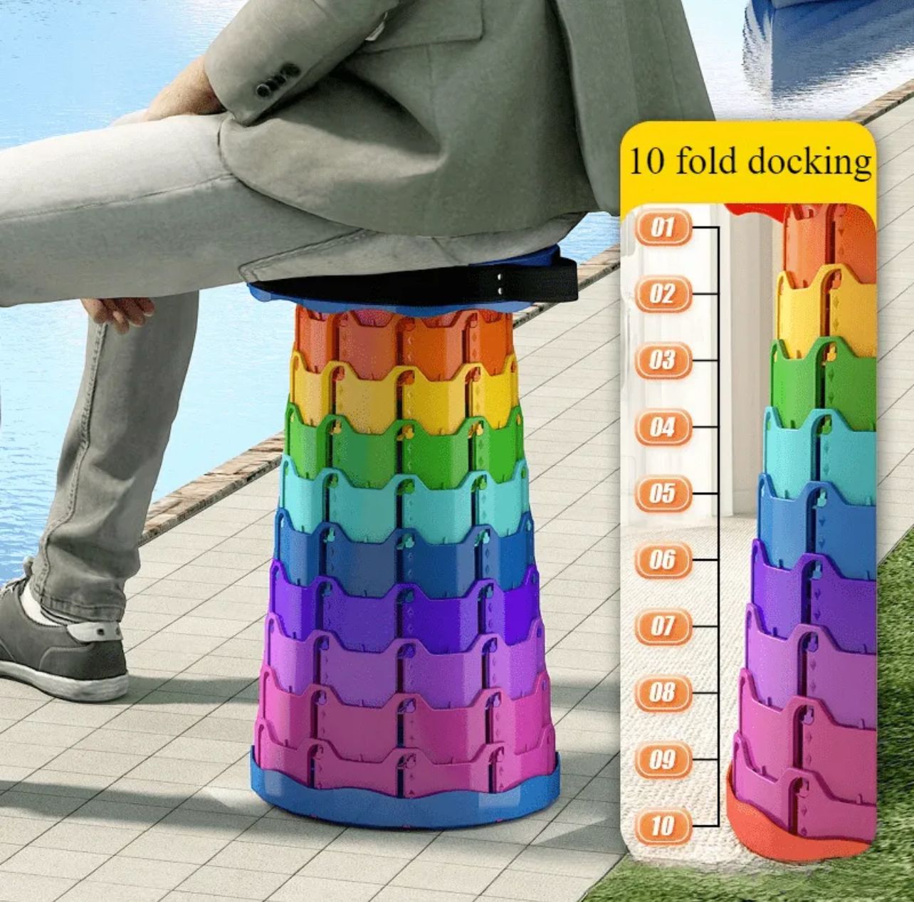 Portable Telescopic Folding Stool | Adjustable Retractable Camping Chair