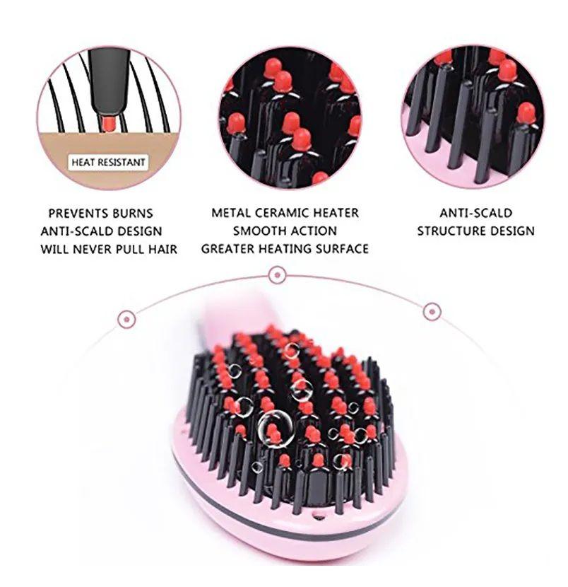 Digital Fast Brush Electric Hair Straightener | Adjustable Temperature Comb