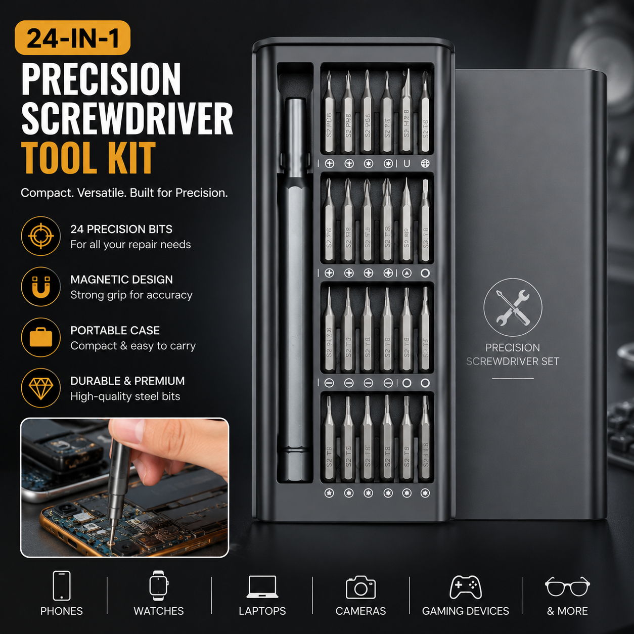 24 in 1 precision screwdriver tool kit electronics repair set