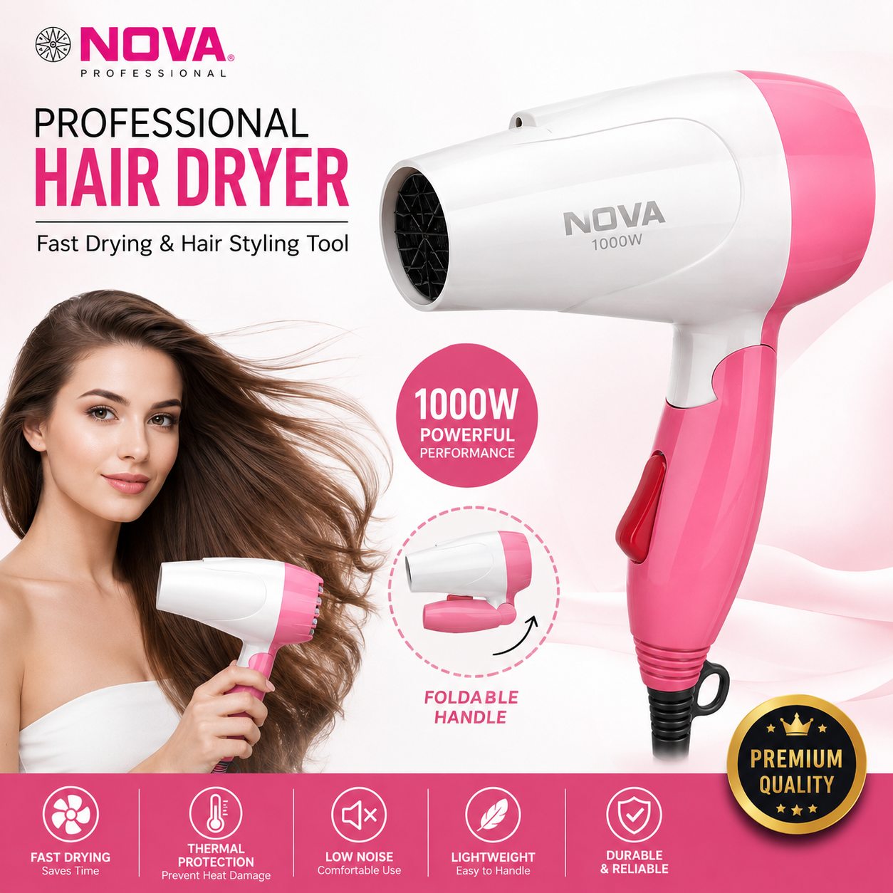 nova professional hair dryer fast drying hair styling tool