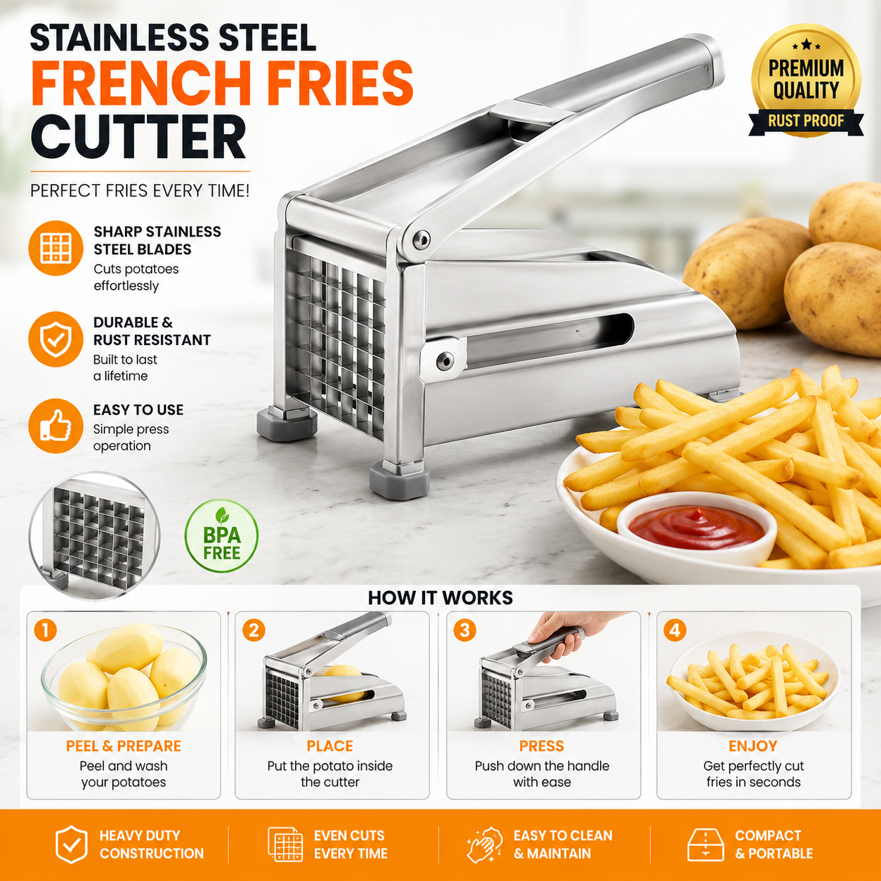 stainless steel french fries cutter manual potato slicer machine