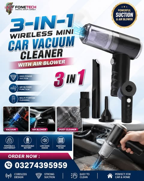 3-in-1 Wireless Vacuum Cleaner & Air Blower