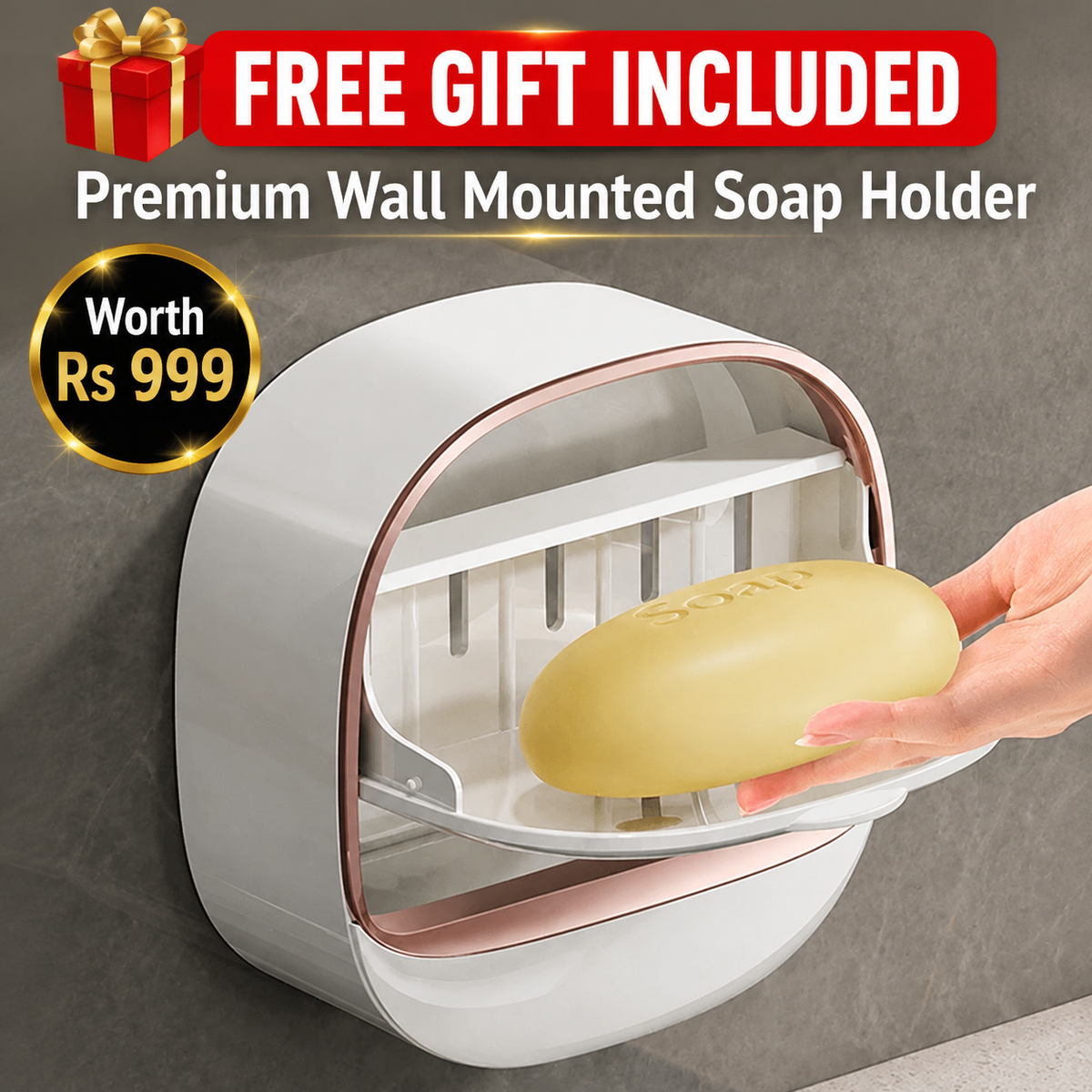 Wall Mounted Soap Holder With Flip Cover | Stylish Bathroom Soap Dish
