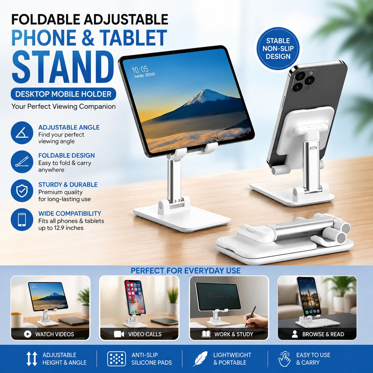 foldable adjustable desktop phone tablet stand mobile holder
